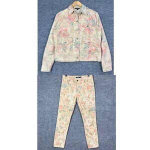 Ralph Lauren Antique Floral Jacket Blazer and Pant Sz 8 Set Art-to-Wear Sz M‎
